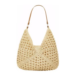 Straw Shoulder Handbags for Women Woven Tote Bags Summer Vacation Hobo Bag