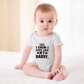 Yes I Know I Look Like My Daddy Summer Romper Baby Boy Short Sleeve Girl Baby Clothes Newborn White Clothes for Baby Boys 0-6