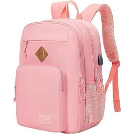 KEOFID Laptop Backpack for Men Women, Large School Backpack for Boys, Girls and Teenagers, Anti-Theft Computer Backpack, 15.6 Inch Laptop, Hand Luggage Backpack (Pink)
