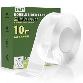 SWRT 0.08 Inch Thick Double Sided Heavy Duty Tape, 0.75 Inch x 10 FT Removable Strong Adhesive Nano Tape, No Residue, Reusable Mounting Tape, Multipurpose for Home, Office, and DIY Projects