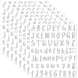 576 Pieces 8 Sheets Self Adhesive Vinyl Letter Alphabet Number Stickers Mailbox Numbers Sticker, Decals for Classroom Decor, Sign, Door, Business, Address Number (Glitter Silver,1 Inch)