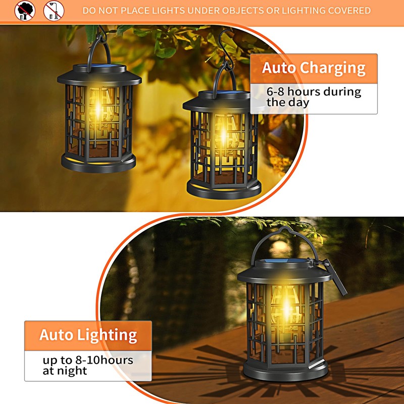 Woenergy Solar Lanterns Outdoor Waterproof, Upgraded Bright Hanging Solar Lights