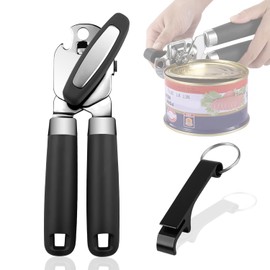 Can Opener Manual Can Opener 3 in 1 Can Opener Stainless Steel Non-Slip Handle Without Sharp Edges Ergonomic and Large Rotary Knob Ideal for Seniors with Arthritis