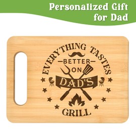 Gifts for Dad from Daughter Son Best Father's Day Engraved Bamboo Cutting Board for Dad Unique Grill BBQ Gifts for Daddy Papa 11x8.6 Inch（Cookware）