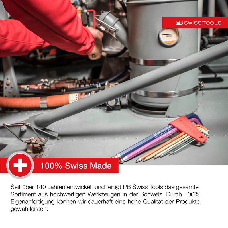 PB SWISS TOOLS PB 2212LH-10RBCN Rainbow Short Head Hex Bar