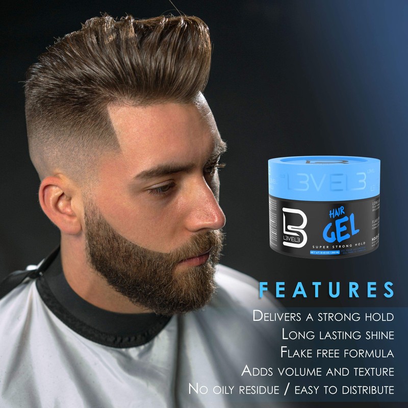 L3 VEL3 Super Strong Hair Gel - Creates Sleek, Long