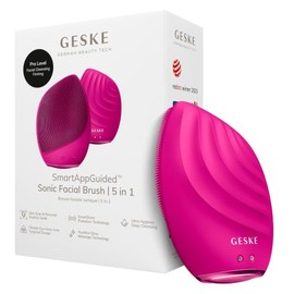 GESKE | Cepillo facial SmartAppGuided™ 5 en 1 | Cepillo de limpieza facial eléctrico | Cepillo de silicona suave | Limpieza facial profesional | Dispo