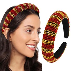 Firuilo Christmas Headband Crystal Rhinestones Hairband Sparkly Wide Hair Hoop Crystal Beaded Headbands for Women(Type A)