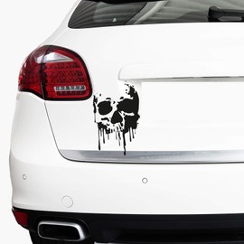 Finest Folia Skull Sticker Car Boat Motorcycle Caravan Decor K071 (Glossy Black, 30 cm x 20 cm)
