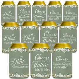 Pop Nordic Wedding Party Can Cooler - 12 Pack Funny Wedding Guests Gifts, Neoprene Beer Can Sleeves Bulk for Wedding Receptions Party Favors Decorations Supplies