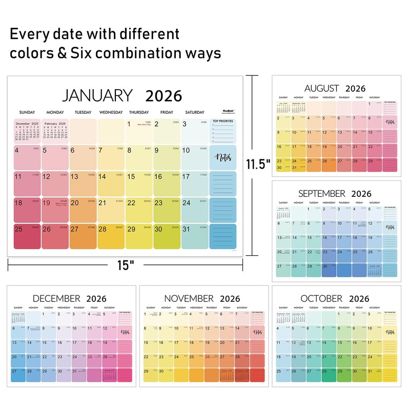 2026 Wall Calendar - 12 Months Wall Calendar from Jan.
