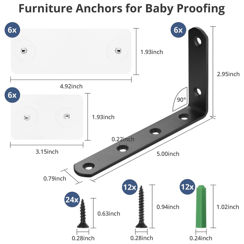 6 Pcs Furniture Anchors, Furniture Anchors for Baby Proofing, Anti