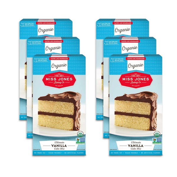 Miss Jones Baking Organic Yellow Cake and Cupcake Mix, Non-GMO, Vegan-Friendly, Moist and Fluffy: Vanilla (Pack of 6)