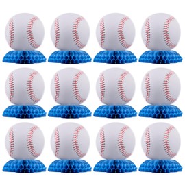 BOXOB 12pcs Baseball Centerpieces For Tables, Baseball Party Honeycomb Decoration Sports Themed Birthday Gameday Decors for Parties Table Toppers & Party Favors
