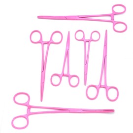 OdontoMed2011 Hot Pink Color Ultimate Hemostat Set, 6 Piece Ideal for Hobby Tools, Electronics, 8", 6.25", 5" Pink Color Coated