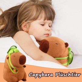 Capybara Cuddly Toy, Super Soft Capybara Plush Toy with Removable Turtle Backpack, Cute Cuddly Toy Capybara, Children, Friends, Birthday & Christmas