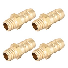 sourcing map Brass Metric Barb Connector Hose Nozzle 6mm x M6 x 1 (Pack of 4)