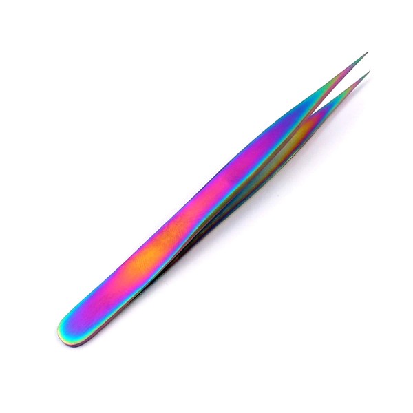 OdontoMed2011® Stainless Steel Multi Rainbow Color 3d Eyelash Extension Tweezers Straight #1 Fine Point Jewelry-making, Laboratory Work