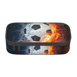 HKHEHOP Soccer Ball Cool Sport Pencil Case Big Capacity Storage Pencil Pouch Stationery Bags With Zipper Portable Pen Holder Box Organizer For Boys Girls Teens Student College School Office Supplies