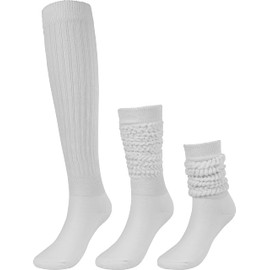 BomKinta Slouch Socks for Women Long Knee High Slouchy Socks Soft Scrunch Boot Socks Size 5-11 3 Pair Pack White White White