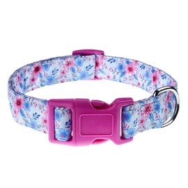 YLrank Dog Collars with Floral Flower Watermelon Patterns - Soft Adjustable Fancy Floral Dog Collars for Small Medium Large Dogs - Cute Design for Boys Girls Male Female Dog Pet Collar(Blue Floral,XS)