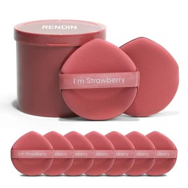 RENDIN Beauty Puff 7 pcs,Borlas para Maquillaje Nuevo,Barril Makeup Puff Color Fresa con Forma de Gota de Agua(Melon rojo)