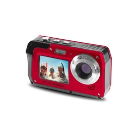 Minolta MN40WP 48MP Waterproof Digital Camera – Dual LCD Screens, 2.7K QHD Video, 16x Digital Zoom, Anti-Shake, Face Detection, 10ft Waterproof (Red)