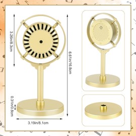 Windspeed 2Pcs Retro Microphone Prop Gold Old Style Microphone Prop Gold Model Retro Vintage Plastic with Stand Vintage Decorations for Music Party(Not Ture)