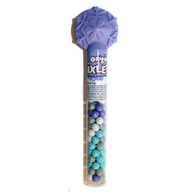 SweetWorks (2) Tubes Original Sixlets - Chocolatey Candies In Cane/Tube with Snowflake Topper - Lavender/Purple Color - Candies are Metallic White, Blue, Purple & Green - Net Wt. 1.5 oz each