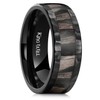 King Will 8mm Black Hammered Titanium Ring Inlaid Wood Wedding
