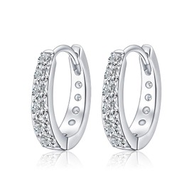 S925 Sterling Silver CZ Huggie Hoop Earrings for Women Front And Back Cubic Zirconia Hypoallergenic Ears Jewelry