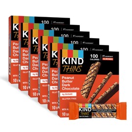 KIND THINS Peanut Butter Dark Chocolate Bars, Gluten Free Snacks, 4g Sugar, 0.74 OZ Bars (60 Count)