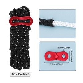 JTENG Reflective Guy Ropes Rope with Rope Tensioner, 13 ft/4 Metre Tent Cord with Aluminium Alloy Tensioner, Φ 4 mm Nylon Cord, Luminous Guy Tent Line for Awning (Pack of 10, Black)