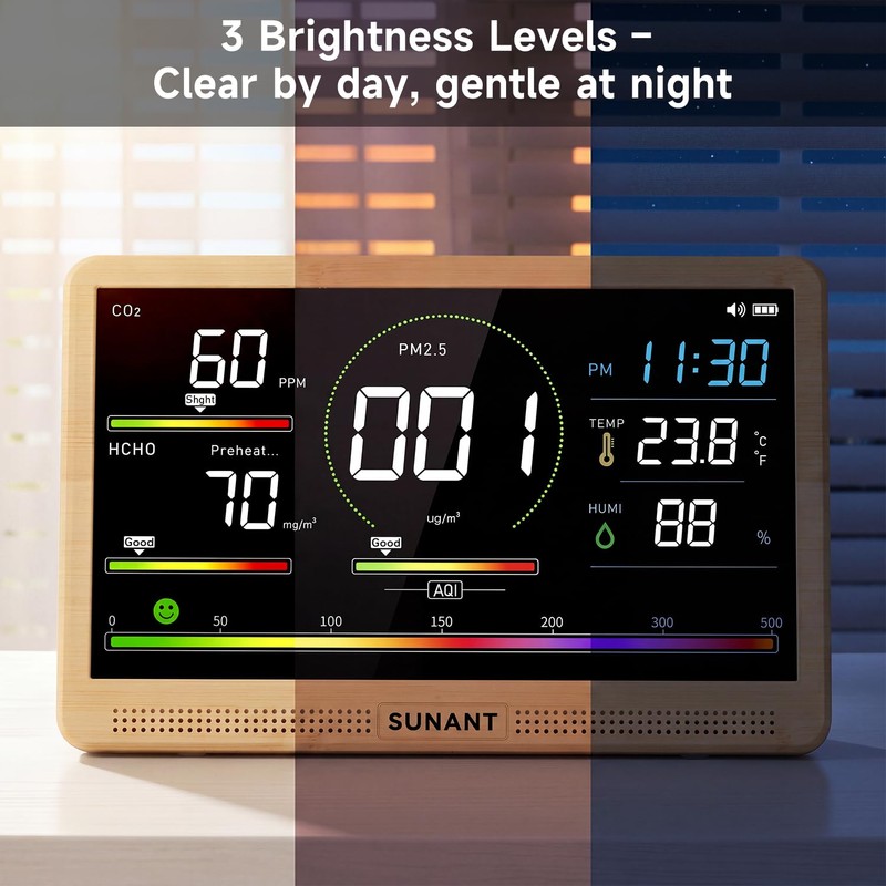 16-in-1 Air Quality Monitor Indoor, 7' Smart Large Display 9