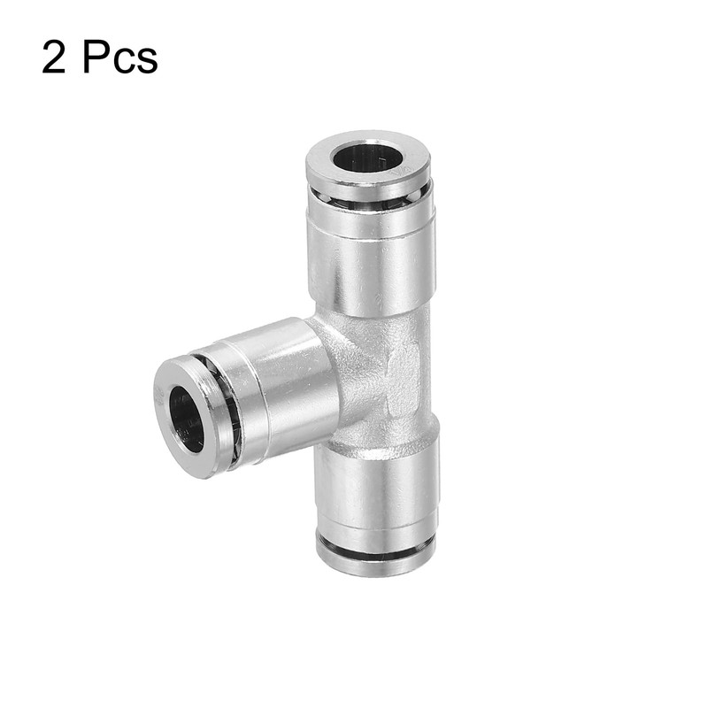 QUARKZMAN 1/4" OD Tee Push to Connect Pipe Fittings Nickel