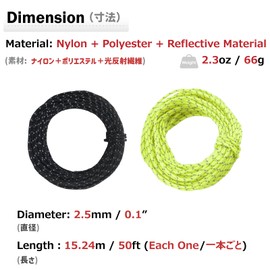 Azarxis Guy Rope 2.5mm Reflective Tent Guide Ropes, 50 Feet/15.24m Guy Line Cord for Camping Awnings Ggazebos (Green)