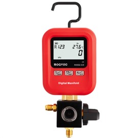 ROGVOC Digital Single Manifold Gauge, HVAC Refrigerants Digital AC Gauges Pressure Gauge for R22/R32/R410A/R134A/1234YF 24+ Refrigerants Recharge