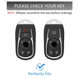 Qunzes Key Fob Cover with Heavy-duty Keychain for Buick Enclave Envision Encore LaCrosse 2016-2021 (Black)