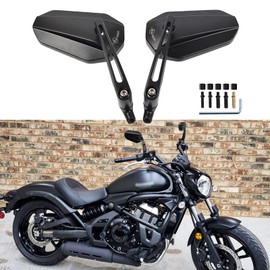 DREAMIZER Motorcycle Rear View Mirrors Black Universal 8MM 10MM Rearview Side Mirror Anti-glare Mirrors Compatible with Honda Rebel Shadow Spirit Aero Arrow 600 750 1100 VTX1800 Magna V Star Vulcan