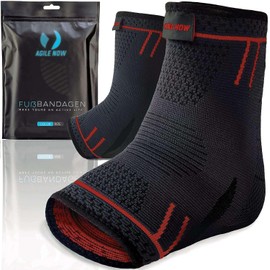 AGILE NOW Ankle Brace Set of 2 Stabilises the Ankles & Protects Joints - Ankle Support for Men & Women - Non-Slip & Breathable Foot Support - Fits in Any Shoe (M, Red)