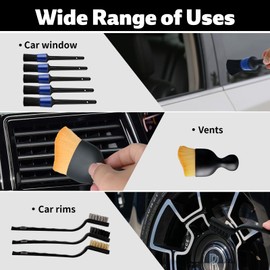 ZUYIST Pack of 9 Detailing Brushes Car Cleaning Car Brush Interior with Lint, Multifunctional Cleaning Brush Car, Decontamination Car Brush for Cleaning Wheels Engines