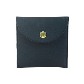 QUUPY 2Pcs Velvet Jewellery Pouches Jewelry Storage Pouches Jewellery Organiser with Snap Button for Earrings Bracelet Necklaces (Black+Pink)