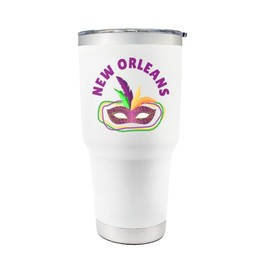 Palm City Products Premium 30 oz New Orleans White Tumbler with Slider Lid – Stainless Steel Insulated Tumbler – Perfect New Orleans Gift – Ideal Souvenir for New Orleanians