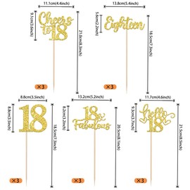 ZHUOWEISM 15 PCS Happy 18th Birthday Centerpiece Sticks Hello 18 Fabulous Table Flower Centerpieces Eighteen Cheers to 18 Years Floral Decor for Happy 18th Birthday Party Centerpieces Sticks Gold