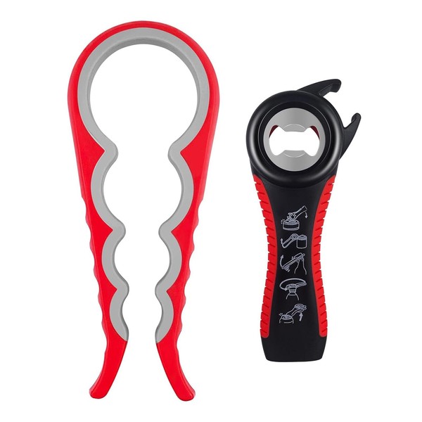 2 Stück Dosenöffner mit Verschluss, 5-in-1 Deckelöffner Schraubgläser & 4-in-1Glasöffner