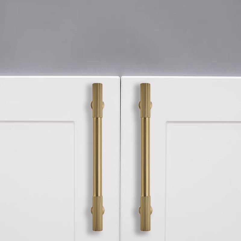 ZAUYX 2-Pack 6 Inch Hole Center Brushed Brass Cabinet Pulls