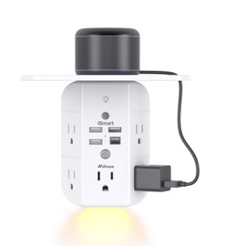 PD20W Wall Outlet Extender, Outlet Splitter with Shelf and Night Light, USB Wall Charger with 5 AC Outlets and 3 USB A Ports 1 USB C Ports Wide Space 3-Sided Power Strip Multi Plug Outlets