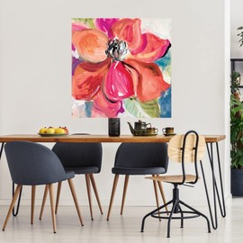 Fine Art Canvas Living Coral Magnolia Canvas Wall Decor by Artist Lanie Loreth for Living Room, Bedroom, Bathroom, Kitchen, Office, Bar, Dining & Guest Room - Ready to Hang - 32 in x 32 in