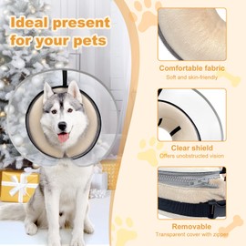 Uaidie Dog Cone Collar with Enhanced Anti-Licking, Inflatable Dog Cone After Surgery, Adjustable Size with Soft Padding for Small Medium Large Dogs - Pale Yellow/XL
