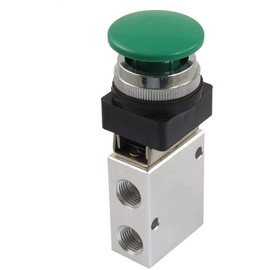 JDYYICZ 1/4" NPT Green Momentary Push Button 3 Way 2 Position Pneumatic Control Mechanical Valve,13mm Thread 2 Position 3 Way Manual Control Mushroom Push Button Air Pneumatic Mechanical Valve